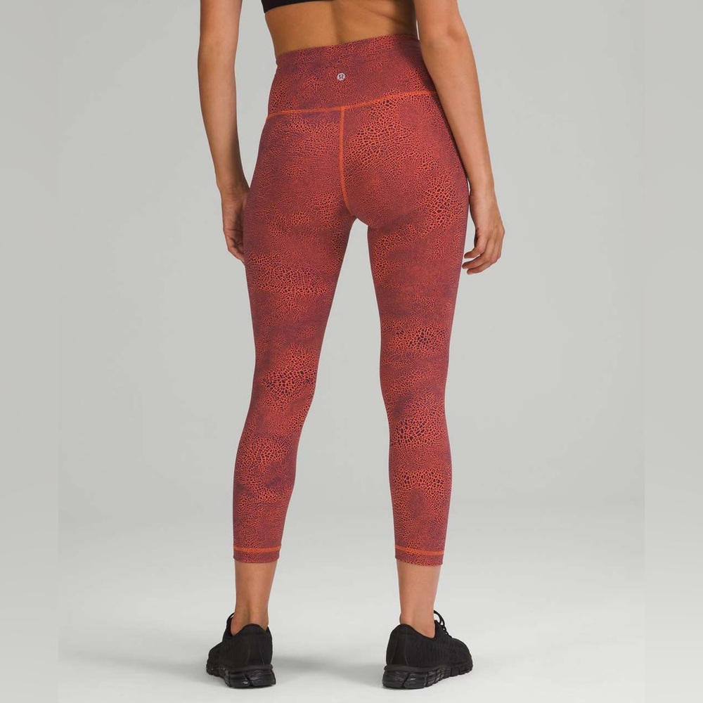 Lululemon Wunder Train High-Rise Crop 23"Crackle Glaze Vintage Orange Larkspur 4